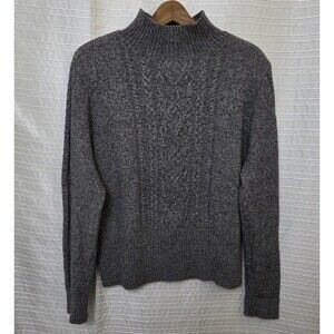 Pendleton Women’s Mockneck Sweater Merino Wool Blend Cable Heather Gray L/XL **